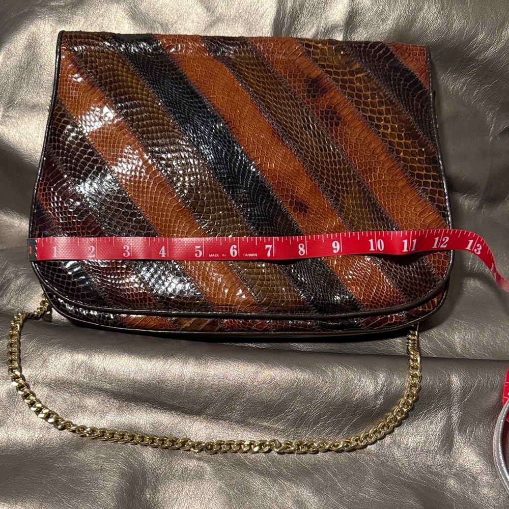 Elegant Multicolor Snake Print Clutch